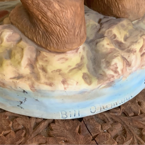 Bill Ohrmann Porcelain Bear Cub Trout Fish Sculpture Cabin Decor Approx 13”x8” - Picture 5 of 14